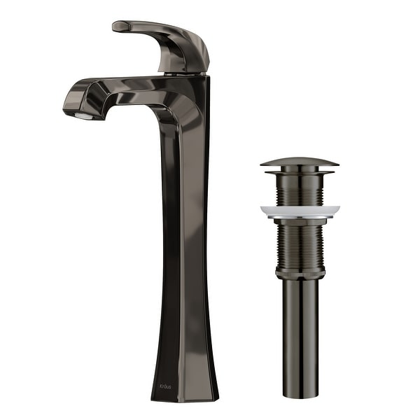 KRAUS Esta Single Handle 1-Hole Vessel Bathroom Faucet w/ Pop Up Drain. Opens flyout.