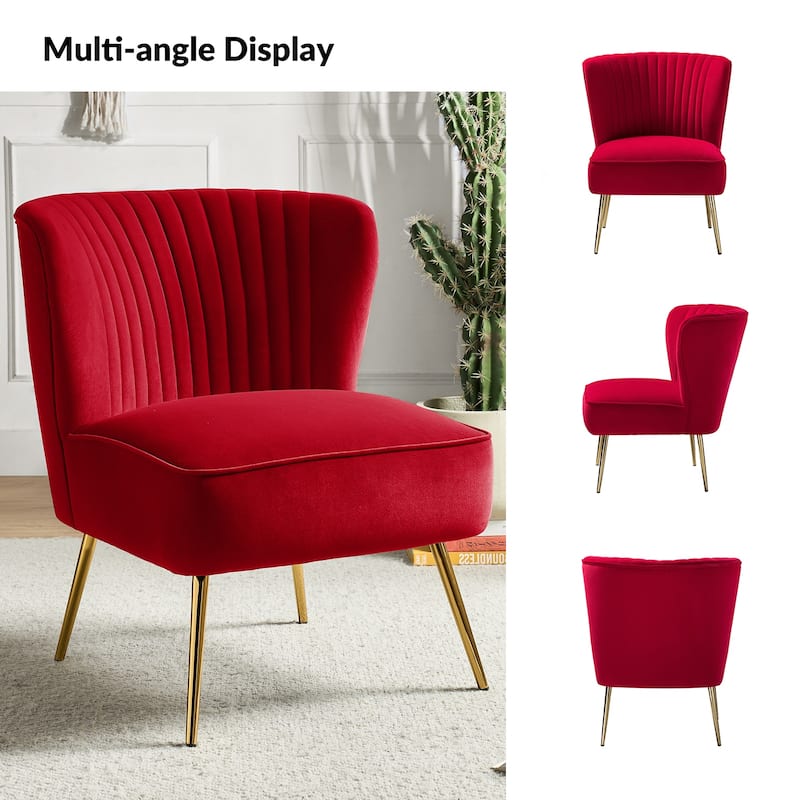 Monica 22''W Upholstered Modern Tufted Accent Side Chair with Gold Legs by HULALA HOME