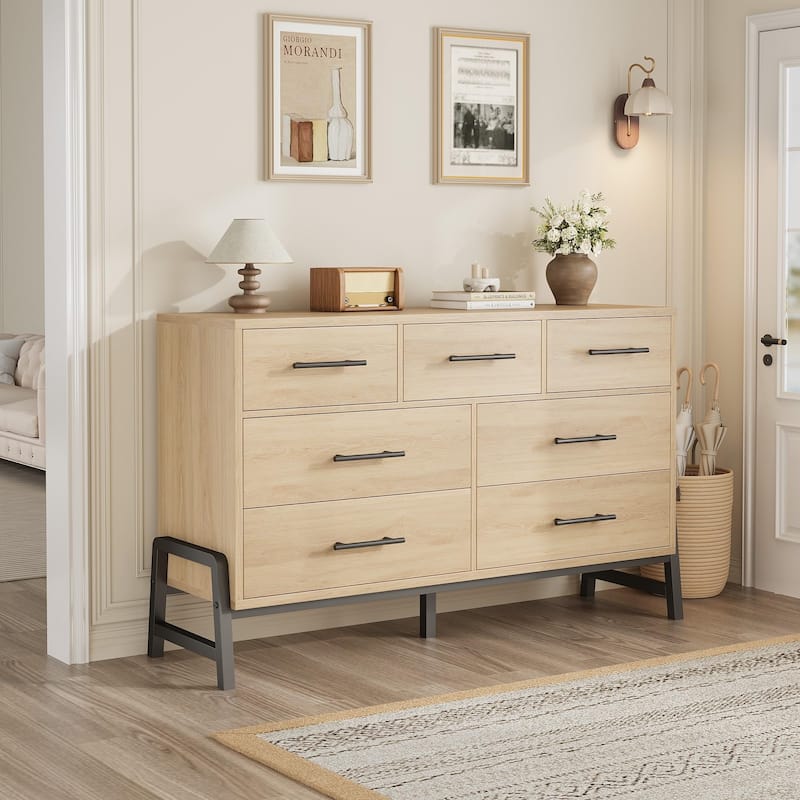 4/6/7 Drawer Dresser for Bedroom, Freestanding Wooden Storage Chest