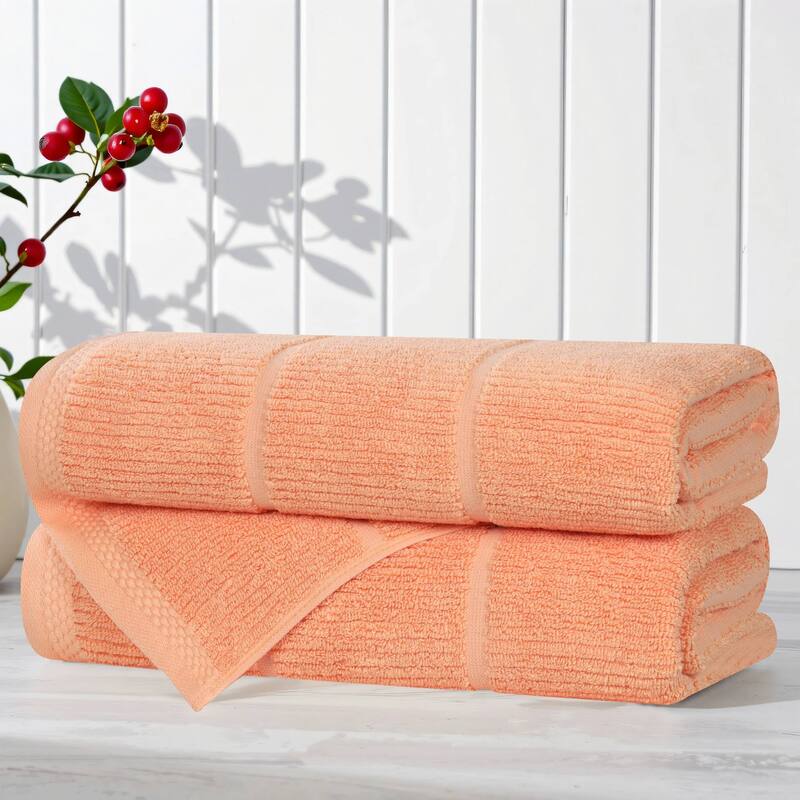 Superior Milo Smart Twist Viscose Cotton Blend Bath Towels, Set of 2 - Peach