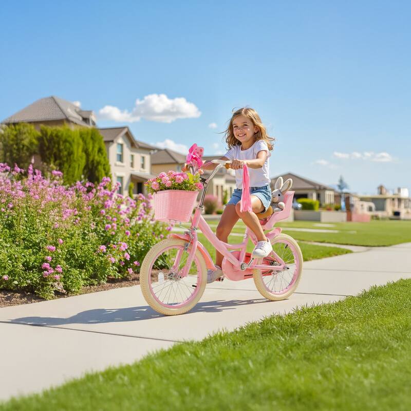 16 Inch Princess Bicycle for Girls with Adjustable Seat and Handlebars - 44.1 x 20.5 x 31.1 in