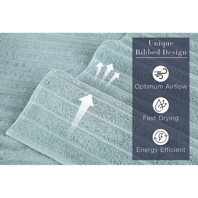 Classic Turkish Towels Plush Ribbed Cotton Luxurious Bath Sheets (Set of 3) 40x65" - 40x65