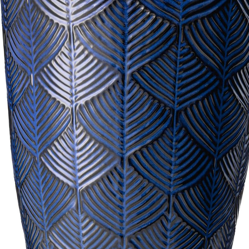 Glitzhome Oversized LED Lighted Ceramic Pot Floor Fountains for Outdoor Garden