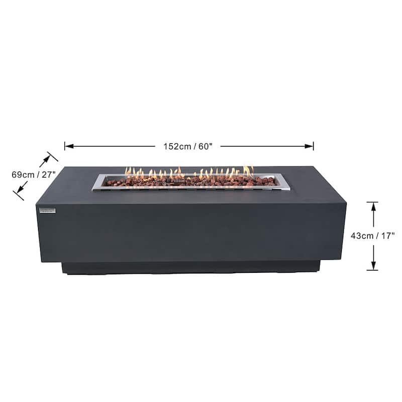 Elementi Granville Dark Grey Outdoor Fire Pit Table - 60 Inches