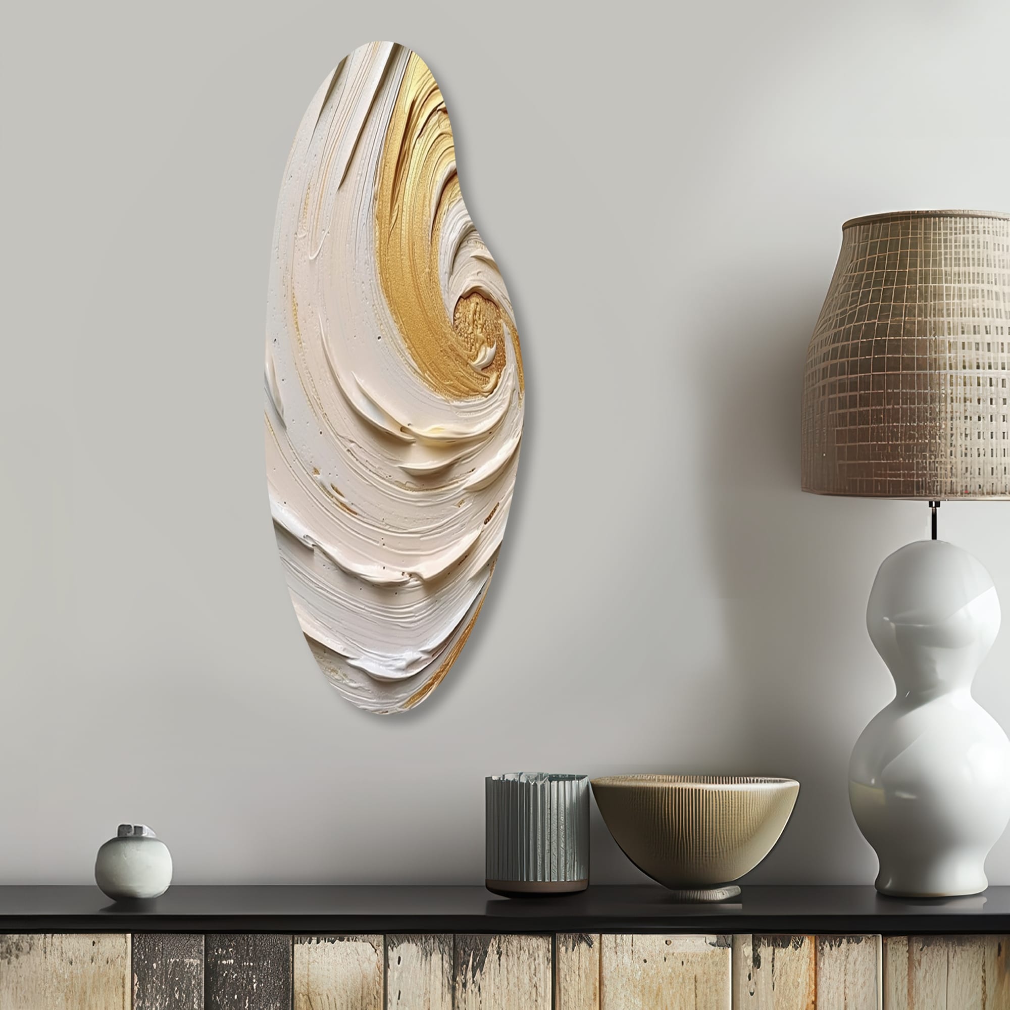 Designart - Gold Eternal Swirl IV - Abstract Spirals Metal Wall Decor - Modern Gold Metal Curved Shape Print
