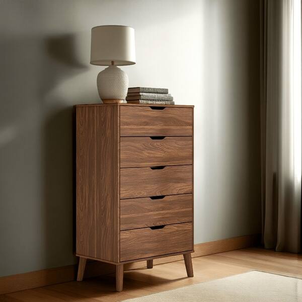 Forni Tall Dresser Chest, 5 Drawers, Transitional Dark Brown, 51 Inch - Bed  Bath & Beyond - 42661644