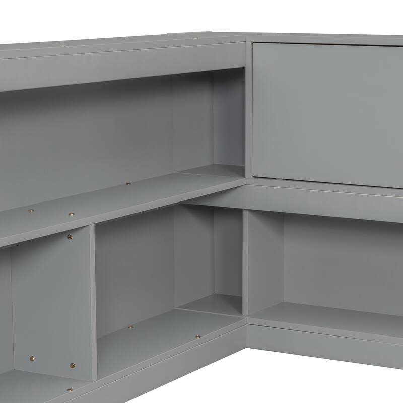 Floor Bed with L-shaped Bookcases and sliding doors