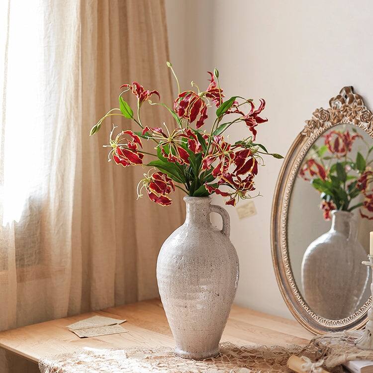 RusticReach Silk Flower Flame Lily Stem 29" Tall