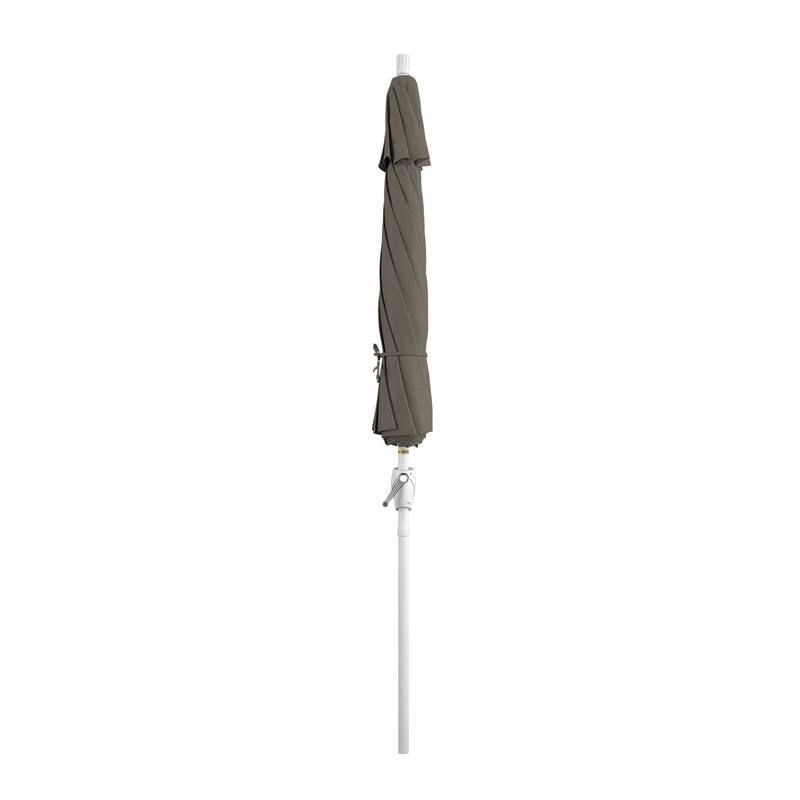 California Umbrella 9' Round Crank Lift Push Button Tilt White Aluminum Patio Umbrella Sunbrella