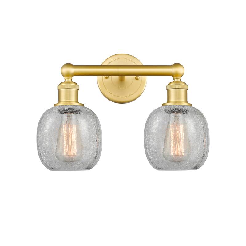 Innovations Lighting 616-2W-12-15 Belfast Vanity Belfast 2 Light 15" - Satin Gold / Clear Crackle