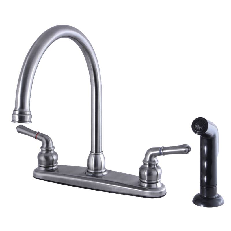 Kingston Brass Magellan 8 in. Centerset Kitchen Faucet with Sprayer - Black Stainless