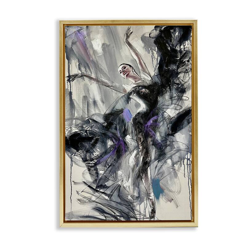Stupell Abstract Elegance Dancer Framed Floater Canvas Wall Art Design By Lucille Lee - 17 x 25 - Gold
