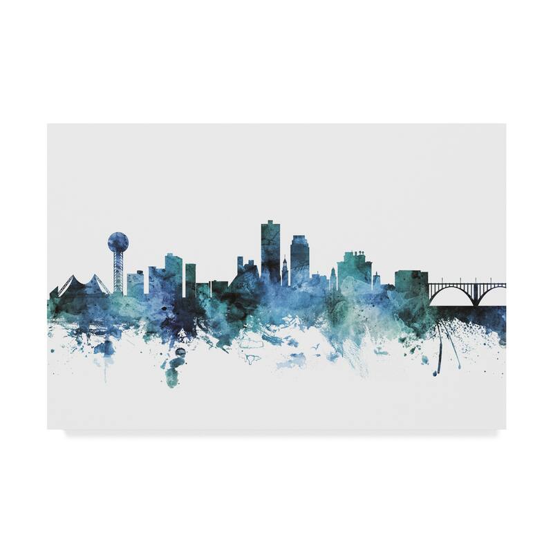 Michael Tompsett 'Knoxville Tennessee Blue Teal Skyline' Canvas Art
