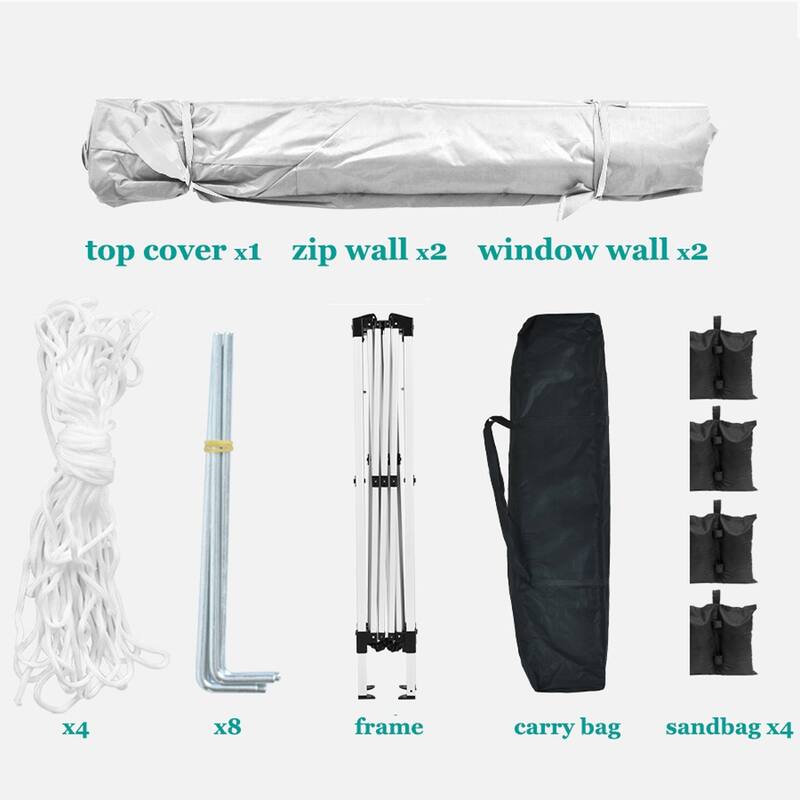 10'x10'Folding Canopy,4 Removable Sidewalls Shelter UPF 50,Gazebo Portable Tents,EZ Pop Up Canopy 4pcs Weight Bag,Carry Bag
