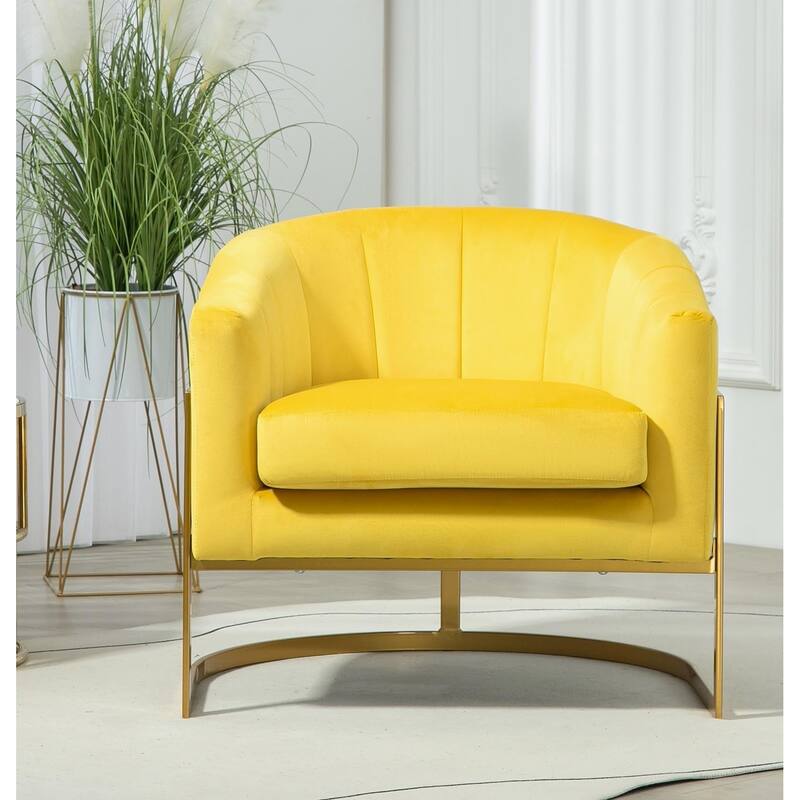 US Pride Furniture Modern Accent Armchair Luxury Gold Frame and Multi-colored Velvet Material Infuse Elegant Flair - Yellow