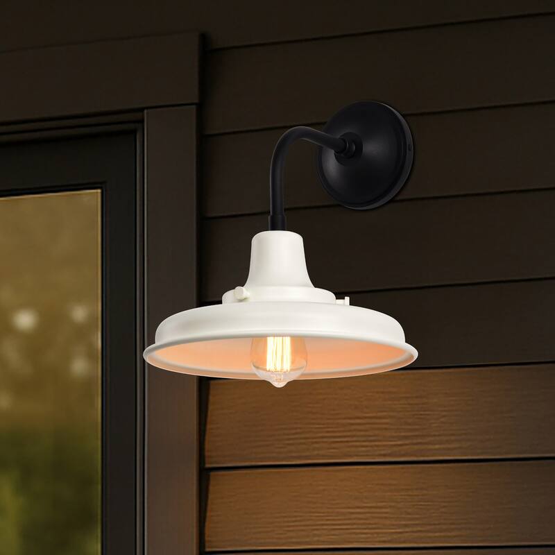Morris Medium Outdoor Lantern Black Finish White Shade
