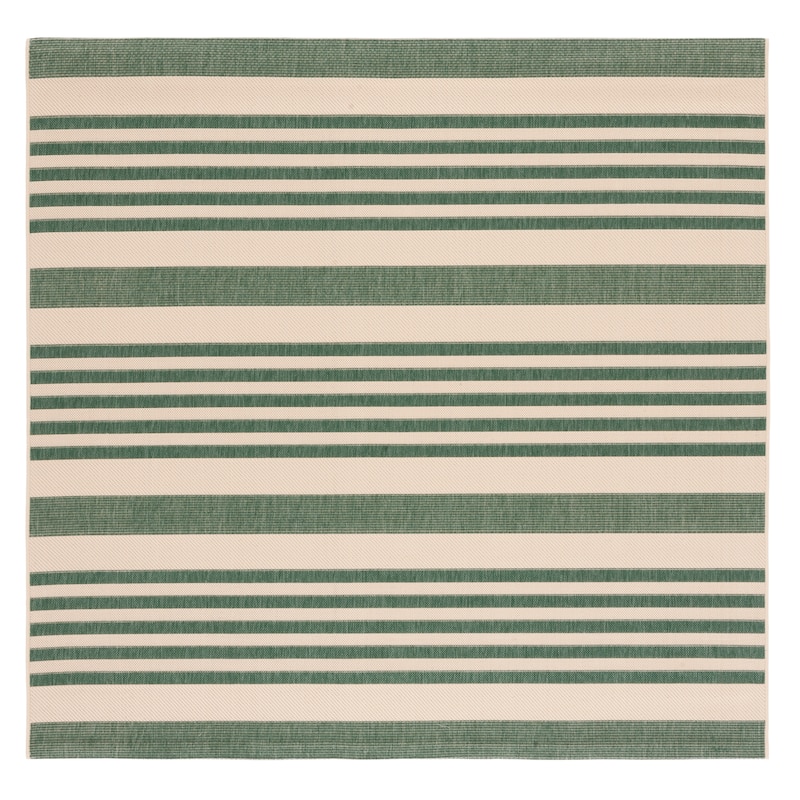 SAFAVIEH Courtyard Orsi Indoor/ Outdoor Waterproof Area Rug - 2'7" Square - Beige/Dark Green