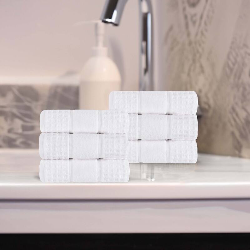 Superior Napa Zero Twist Cotton Soft Waffle Hand Towel - White