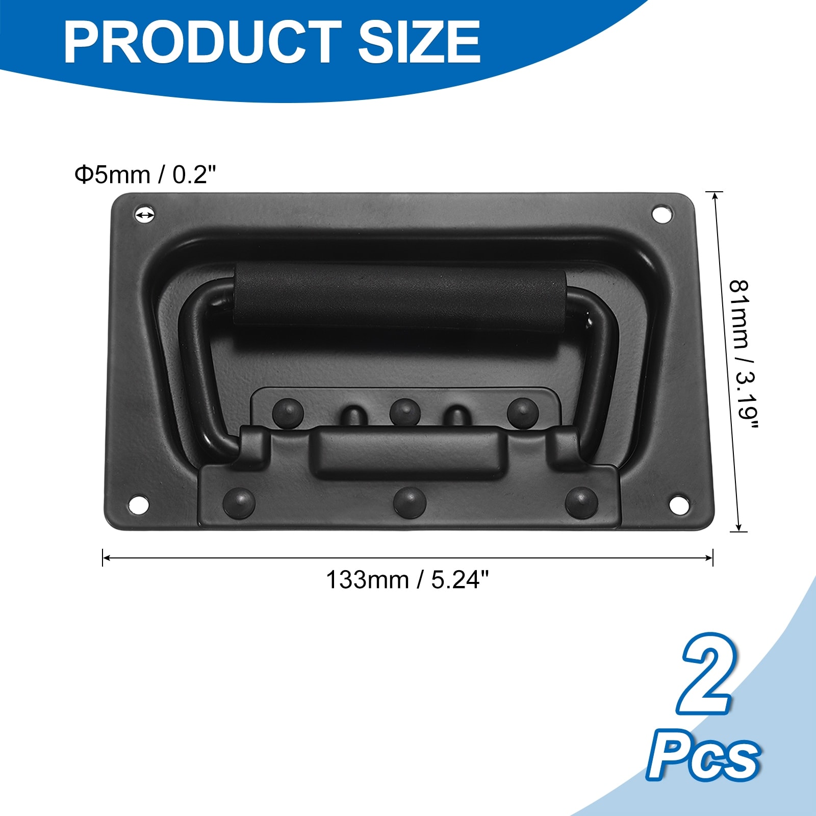 Spring Loaded Recessed Handle Steel Surface Mount Handles Pull with Padded Grip for Storage Boxes