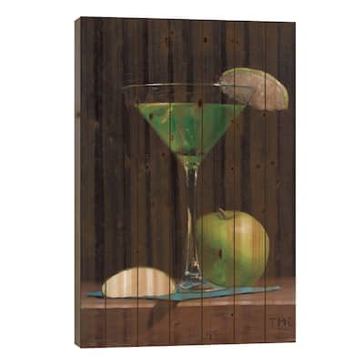 Sour Apple Martini Print On Wood by Todd M. Casey - Multi-Color