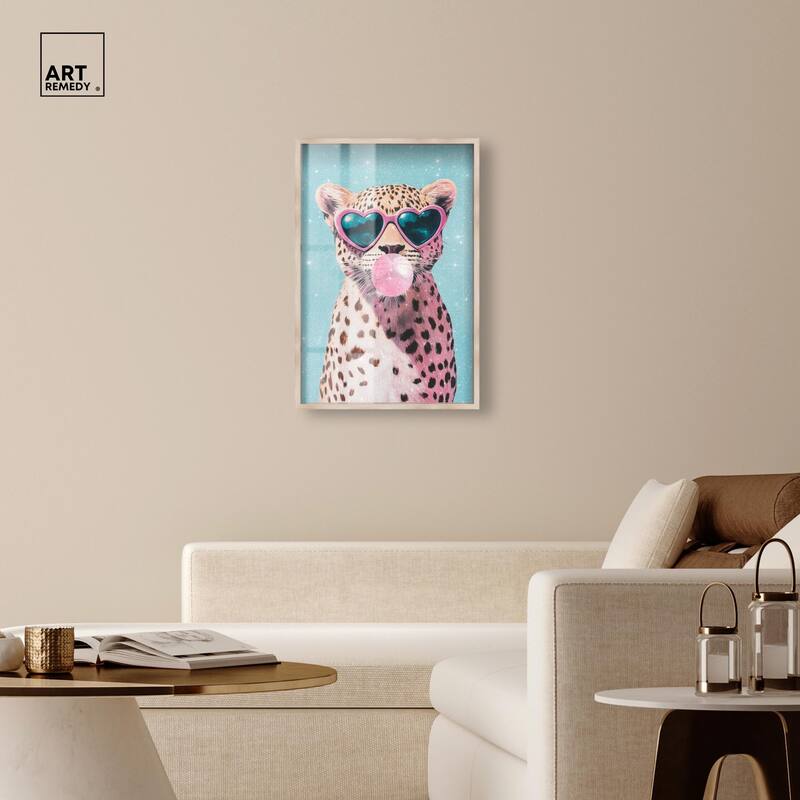 Pastel Cheetah Bubblegum Shadowbox by Art Remedy