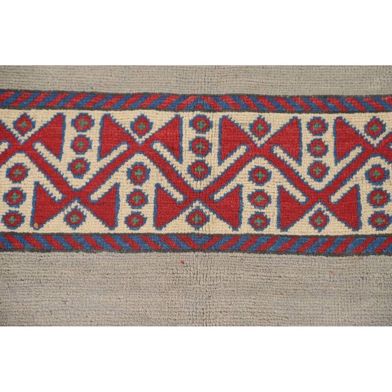 Grey Kazak Area Rug Handmade Wool Carpet - 6'6" x 9'5"