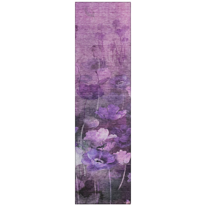 Machine Washable Indoor/ Outdoor Chantille Modern Floral Rug