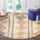 preview thumbnail 2 of 9, Sevita Diamonds Cream / Orange Area Rug ( 4'8" Round ) - 4'8" Round