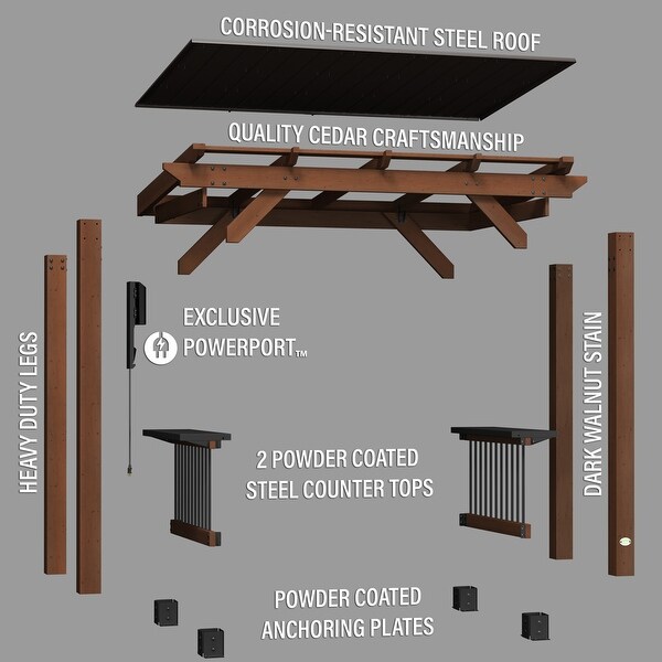 Backyard Discovery Saxony 8x5' Cedar BBQ Grill Gazebo with Steel