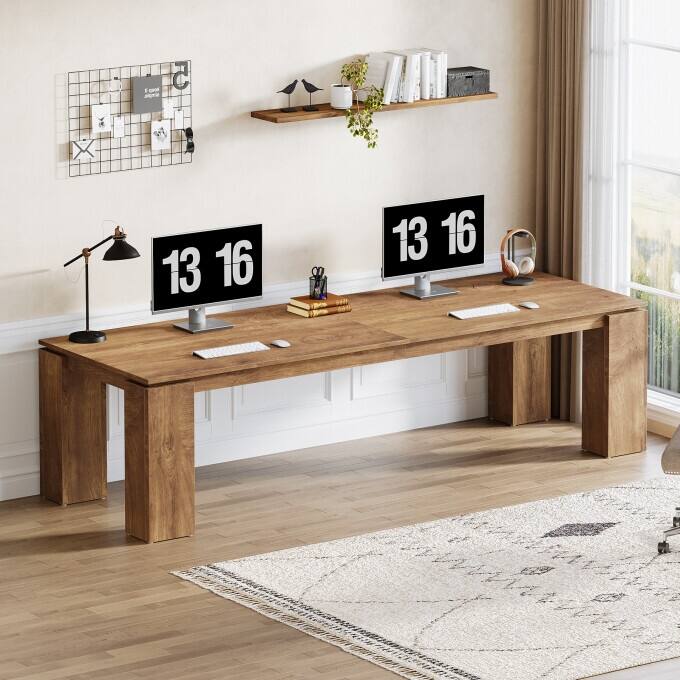 86-Inch Double Computer Desk, Wood Two Person Desk for Home Office