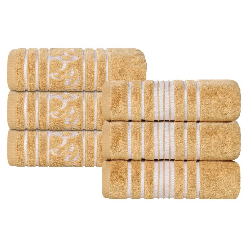 Superior Sadie Zero Twist Cotton Solid and Floral Hand Towel Set of 6