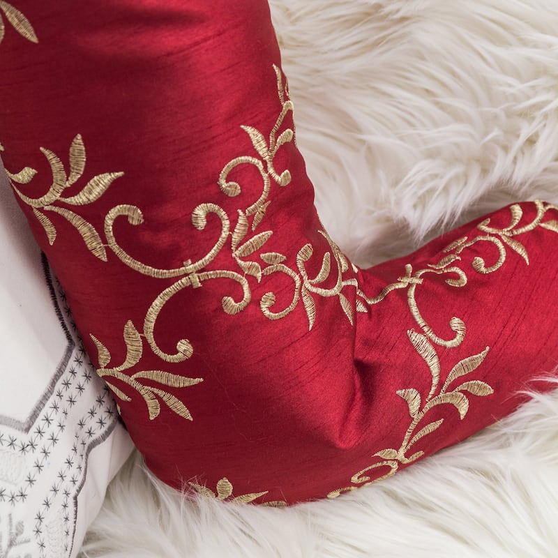Homey Cozy Floral Velvet Embroidered Christmas Stocking
