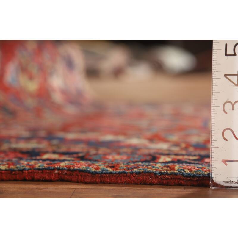 Hand Knotted Oriental 100% Wool Carpet Traditional Floral Red Heriz (serapi) Runner Rug - 12' 8'' X 3' 4''