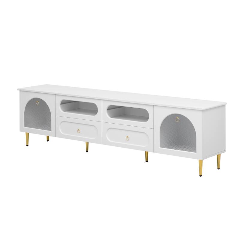 78.8" Exquisite TV Cabinet Wood TV Stand with Metal Legs, Media Console Cabinet with 2 Cabinets, 4 Drawers for Up to 85''