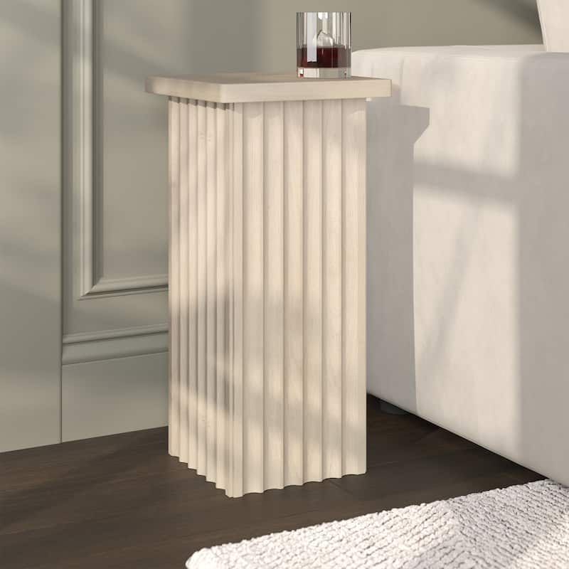 Bourne 10.75" Wide Square Fluted Side Table - 10.75" Wide