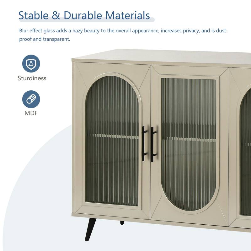 Retro TV Stand, Multifunctional Storage Cabinet, for 65+ Inch TVs with Adjustable Shelves, for Living Rooms