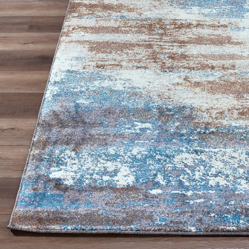 Milan Cream/Turquoise Polypropylene Area Rug
