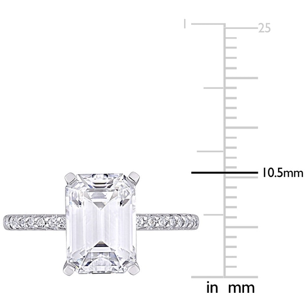 Miadora 3 1/5ct DEW Emerald-cut Moissanite Engagement Ring in 10k White Gold