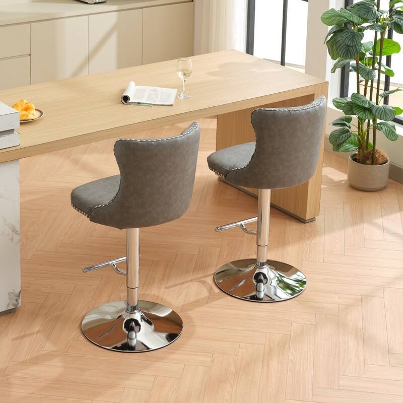 Swivel Foam Barstools Adjusatble Seat Set of 2