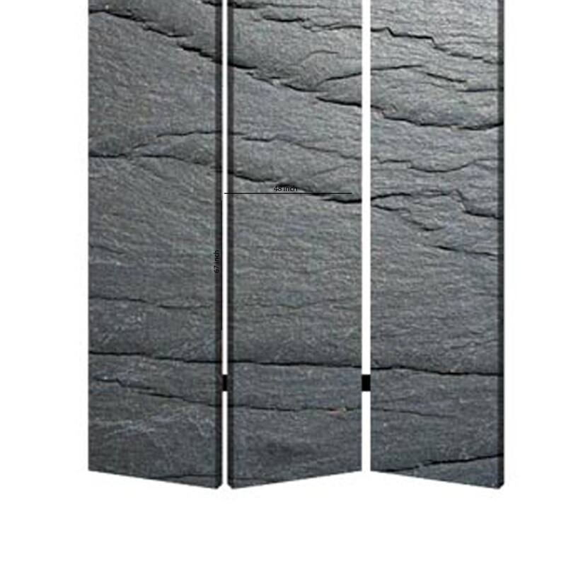 3 Panel Canvas and Metal Frame Room Divider, Slate Gray