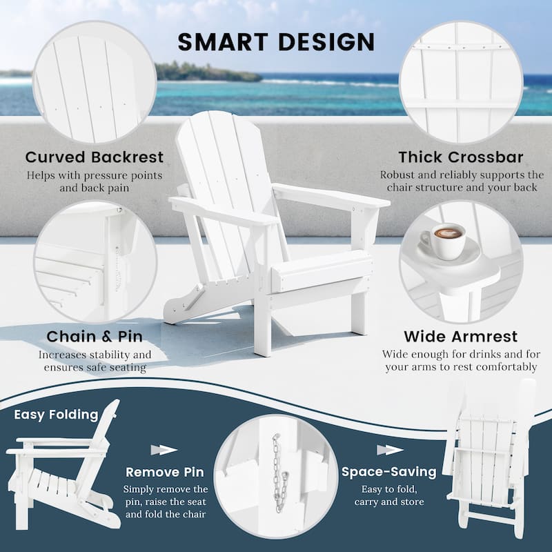Polytrends Laguna Weather Resistant Outdoor Patio Folding Adirondack Chairs (Set of 4)