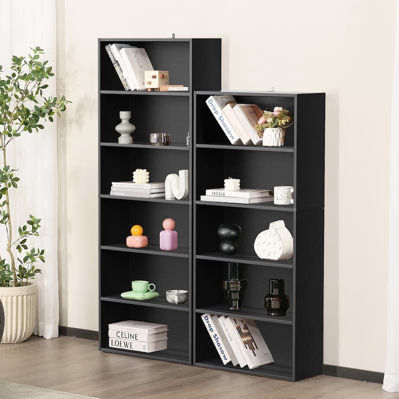 Industrial 5 Shelf Bookcase-Large 53 Inch Tall Floor Standing Open Bookshelf for Home Office, Living Room, and Bedroom Storage