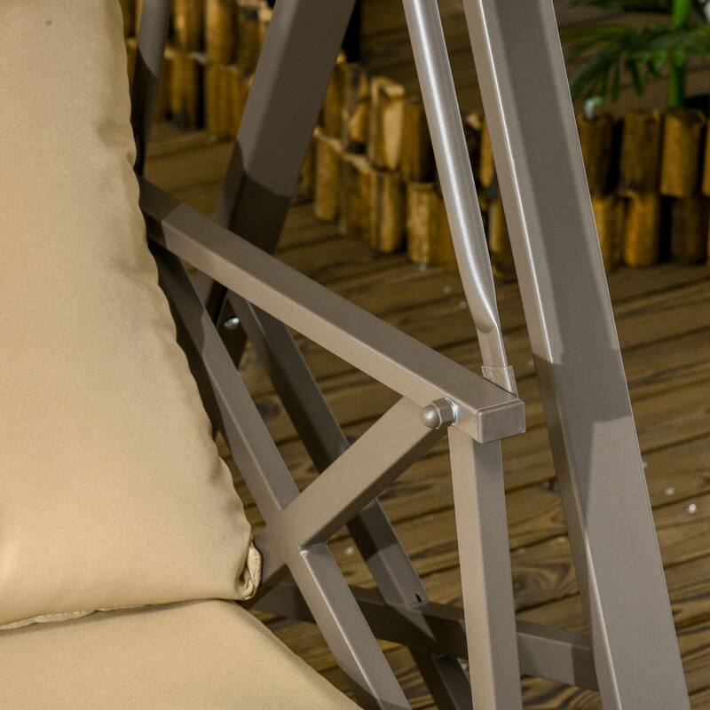 Outsunny 3-Seat Patio Swing Chair, Outdoor Canopy Swing Glider with Cushion with 3 Throw Pillows & Adjustable Shade for Porch