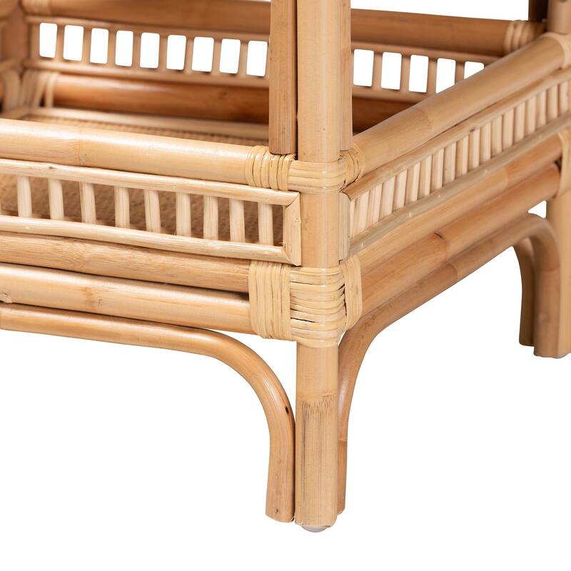 Lombok Modern Bohemian Natural Rattan End Table