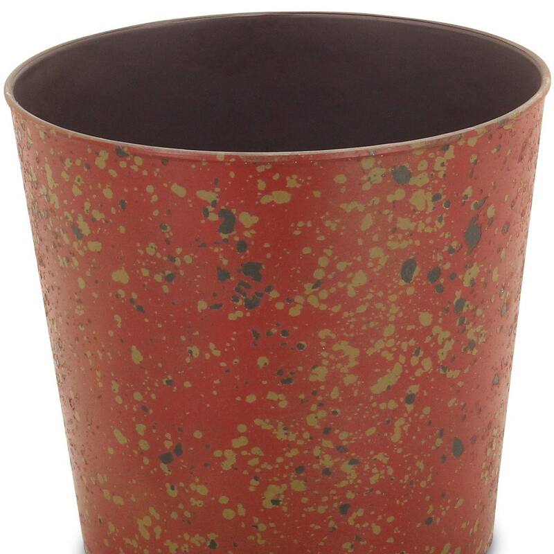 HomeRoots 9" Red Recycled Plastic Indoor Outdoor Round Pot Planter