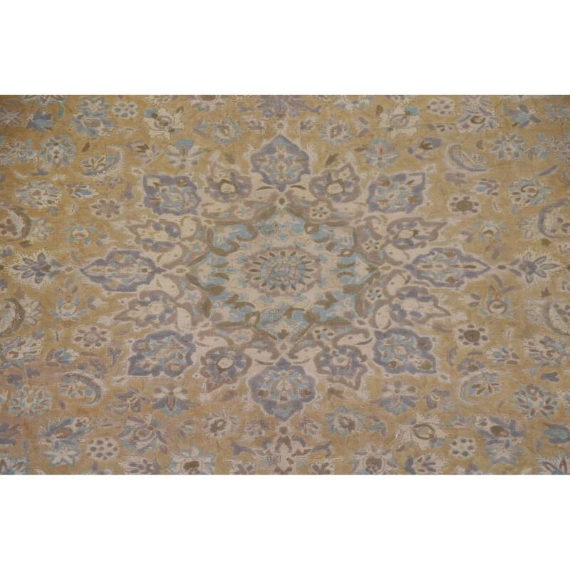 Hand Knotted Oriental 100% Wool Carpet Traditional Floral Yellow & Gold Najafabad Area Rug - 12' 10'' X 9' 3''