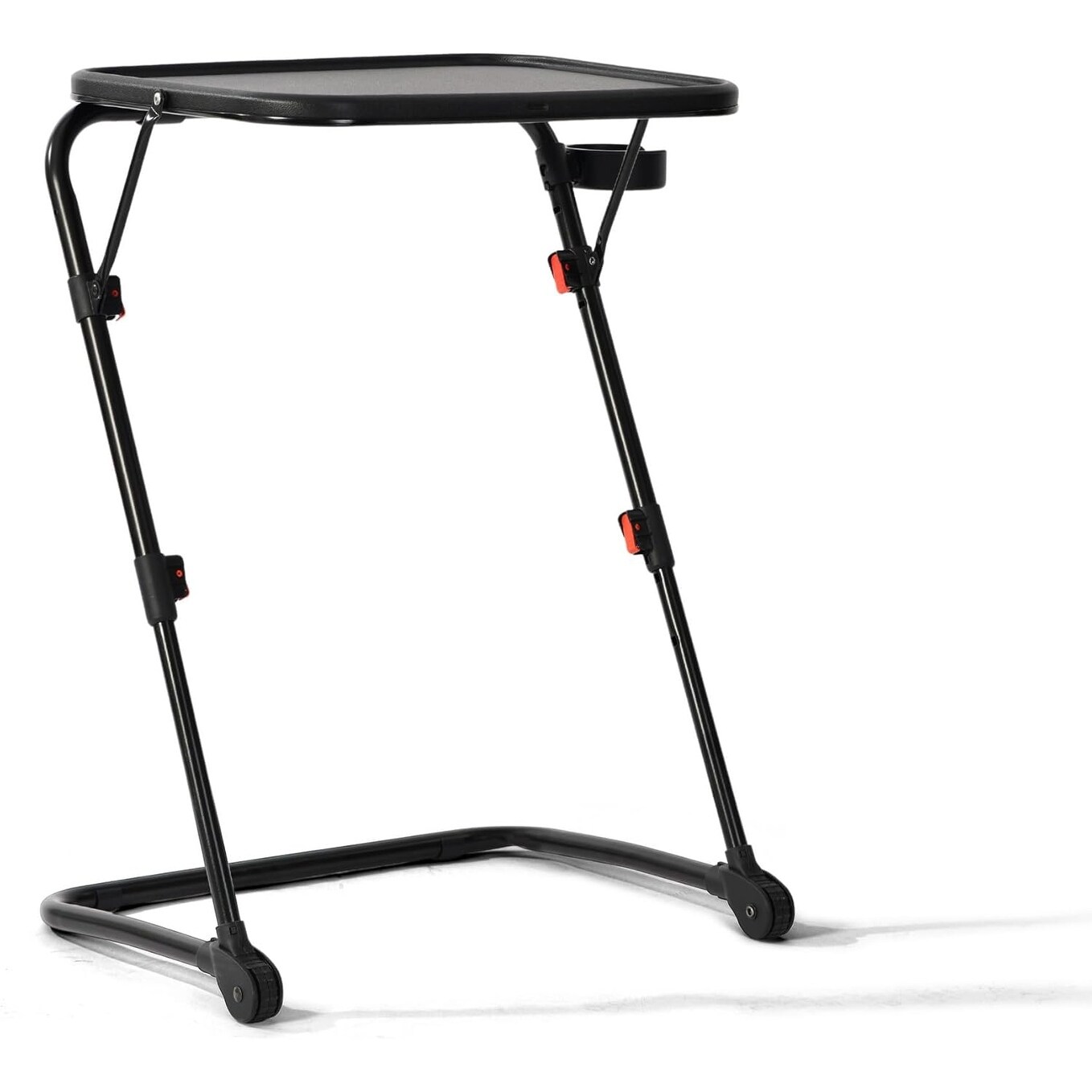 Z-Shaped End Table with Cup Holder, Foldable Side Tray for Sofa