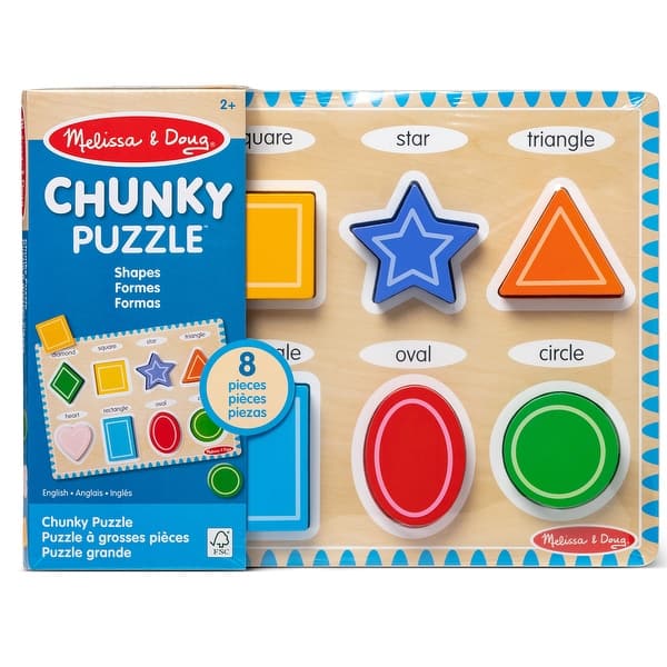 slide 2 of 7, Melissa & Doug Shapes Chunky Puzzle - 8 Pieces - Multi Multi - STEM - Kids