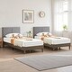 preview thumbnail 9 of 15, Javlergo Upholstered Platform Bed Frame with 2 USB Charging Station & Adjustable Headboard, Kids Bed Set of 2