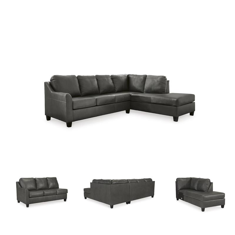 Signature Design by Ashley Valderno Black 2-Piece Sectional with Chaise - 112"W x 87"D x 39"H
